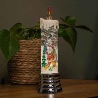 25cm Dual Powered Christmas Water Candle with Santa, Animals & Warm White LED