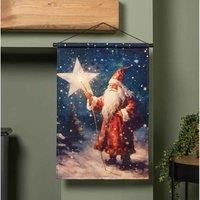 60cm x 40cm Battery Operated Light up St Nick Fabric Hanging Christmas Banner