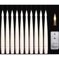 Set of 10 15cm Floating White LED Battery Candles in Warm White with Remote Control
