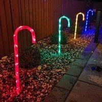 4pcs 62cm Premier Outdoor Multicoloured Christmas Candy Cane LED Path Lights for Garden