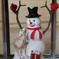 Samuel ALEXANDER 21cm Glitter Water Spinner Lantern - Snowman