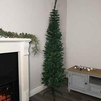 Samuel Alexander 6.5Ft 2M Premier Plain Green Pencil Style Pvc Spruce Pine Slim Christmas Tree With Stand