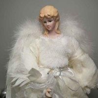 Samuel Alexander 30Cm Premier Christmas Tree Topper Angel Decoration Holding Dove In White, White