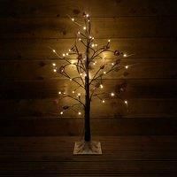 Samuel Alexander 3Ft Snowy Brown Twig Outdoor Christmas Tree With Pine Cones & 64 Warm White Leds