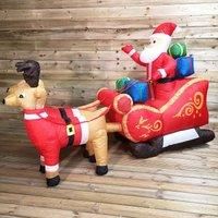 Samuel Alexander 8Ft 240Cm Led Outdoor Christmas Inflatables Santa Sleigh & Reindeer Decorations, Red