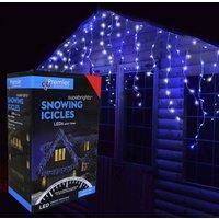 960 LED 23.8m Premier Snowing Iciclebrights Indoor Outdoor Multifunction Christmas Icicle Lights on Clear Cable with Timer in Blue & White