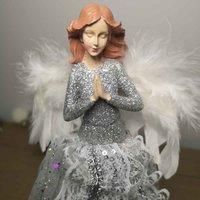 Samuel Alexander 28Cm Premier Christmas Tree Top Angel Decoration With Feather Wings In Silver, Silver