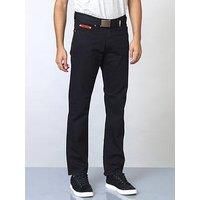 D555 Duke London Mario Original Fit Bedford Cord With Belt - Black