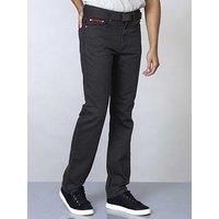 D555 Duke Mens Kingsize Zip Fly Enzyme Washed Bedford Cord with Belt Charcoal 52 Waist Short Leg (Canary)