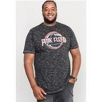 D555 Official Pink Floyd Printed King Size Crew Neck T Shirt Short Sleeved Printed Washed Black 3XL Darkside