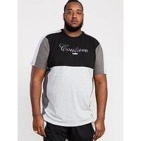 D555 Men's FELIX Couture T-Shirt With Cut & Sew Detail in Black/Charcoal 2XL-5XL