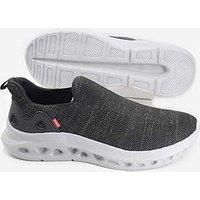 D555 Mens Blyth Big Tall Wide Fit Slip On Knitted Top Trainers Shoes