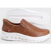 D555 Carlisle Kingsize Easy Casual Slip On Shoes - Dark Tan