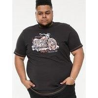 D555 Mens Lorne Big Tall Plus Size Motorbike Print Short Sleeve T-Shirt Top
