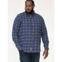 D555 Long Sleeve Check Shirt for Men with Button Down Collar in Navy, 3XL