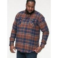 D555 Big Mens Long Sleeve Check Overshirt Two Patch Pockets 2XL-8XL (111605-K)