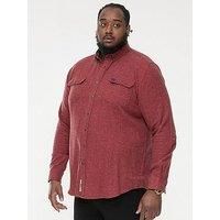 Duke Mens Tobias Long Sleeve Checked Overshirt - Red - 3XL