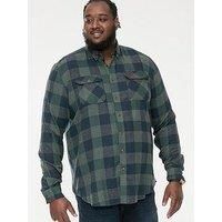 D555 Big Mens Long Sleeve Check Overshirt Two Patch Pockets 2XL-6XL (111609-K)