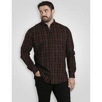 D555 Big Mens Long Sleeve Burgundy Check Shirt Chest Pocket 2XL-6XL (111800-K)