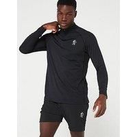 Gym King Mens Energy 1/4 Zip Funnel - Black