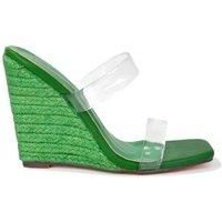 Womens Espadrilles Wedges Heel Sandals Ladies Transparent Strap Heels Mules Size