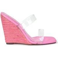 Womens Espadrilles Wedges Heel Sandals Ladies Transparent Strap Heels Mules Size