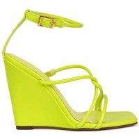 XY London Women's 'Danica' Ankle Strap Square Toe Wedge Heel Sandals in Green | Size: 4