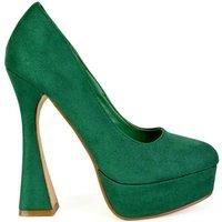 Womens High Heel Platform Court Shoes Ladies Slip On Square Toe Party