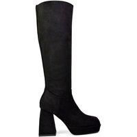 'Wren' Knee High Boots With Platform Chunky Flared Block Heel