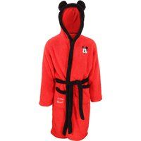Disney Unisex Mickey Mouse Dressing Gown Supersoft Fleece Robe for Men and Women Red S-M