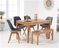 Oxford 120cm Solid Oak Dining Table with Orson Velvet Chairs and Bench