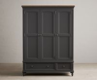 Francis Oak and Charcoal Grey Painted Triple Wardrobe