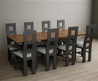 Hampshire 140cm Oak and Charcoal Grey Extending Dining Table with Flow Back Chairs