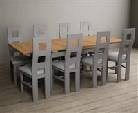 Hampshire 140cm Oak and Light Grey Extending Dining Table with Flow Back Chairs