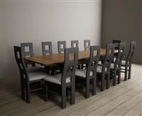 Hampshire 180cm Oak and Charcoal Grey Extending Dining Table with Flow Back Chairs
