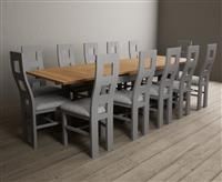 Hampshire 180cm Oak and Light Grey Extending Dining Table with Flow Back Chairs