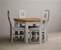 Hampshire 90cm Oak and Soft White Extending Dining Table with Flow Back Chairs