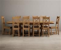 Atlas 180cm Solid Oak Extending Dining Table With 6 Oak X Back Chairs with Oak Seats