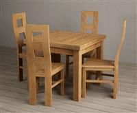 Hampshire 90cm Solid Oak Extending Dining Table With 4 Oak Flow Back Chairs with Oak Seats