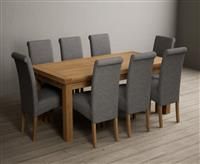 Hampshire 180cm Solid Oak Extending Dining Table With 6 Blue Scroll Back Chairs