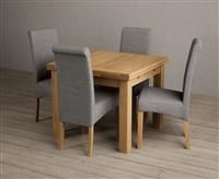Hampshire 90cm Solid Oak Extending Dining Table With 4 Blue Scroll Back Chairs