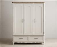 Chateau Oak and Soft White Painted Triple Wardrobe