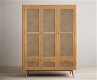 Oak Rattan Triple Wardrobe