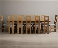Extending Atlas 180cm Solid Oak Dining Table with 6 Charcoal Grey Flow Back Chairs