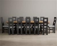 Extending Atlas 180cm Oak and Charcoal Grey Dining Table with 6 Brown Flow Back Chairs