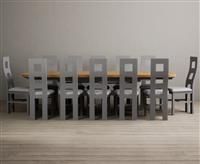 Extending Atlas 180cm Oak and Light Grey Painted Dining Table With 6 Linen Flow Back Chairs