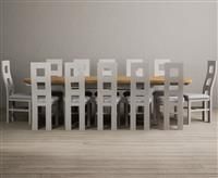 Extending Atlas 180cm Oak and Soft White Dining Table with 6 Brown Flow Back Chairs