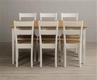 Kendal 150cm Solid Oak and Cream Painted Dining Table with 4 Light Grey Kendal Chairs