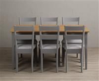 Kendal 150cm Solid Oak and Light Grey Painted Dining Table with 4 Light Grey Kendal Chairs