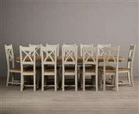 Extending Atlas 180cm Oak and Cream Dining Table With 6 Linen X Back Chairs